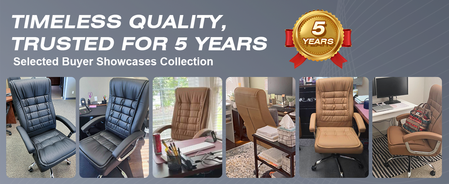 High-back leather office chair with padded armrests and swivel base in khaki — view 6