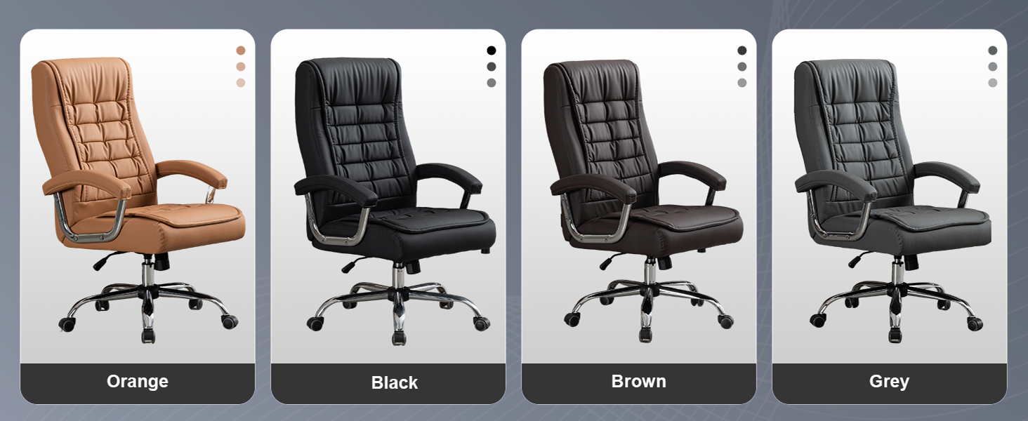 High-back leather office chair with padded armrests and swivel base in khaki — view 7