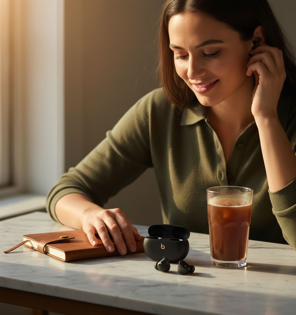 Beats Studio Buds + true wireless earbuds with noise cancellation in black and gold finish — view 1