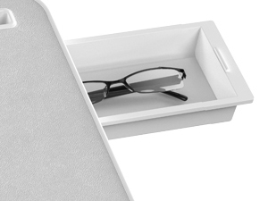 X-large grey leather adjustable laptop bed desk with foldable design and storage drawer — view 7b
