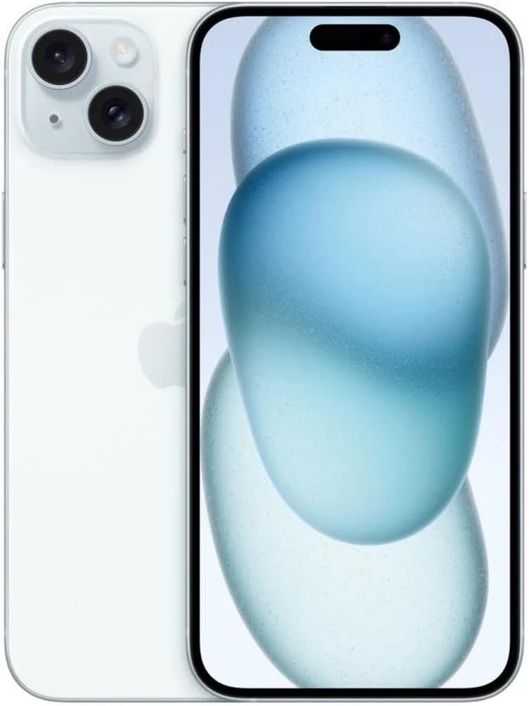 Apple iPhone 15 128GB in black finish, sleek pocket-size smartphone with Dynamic Island display — view 3