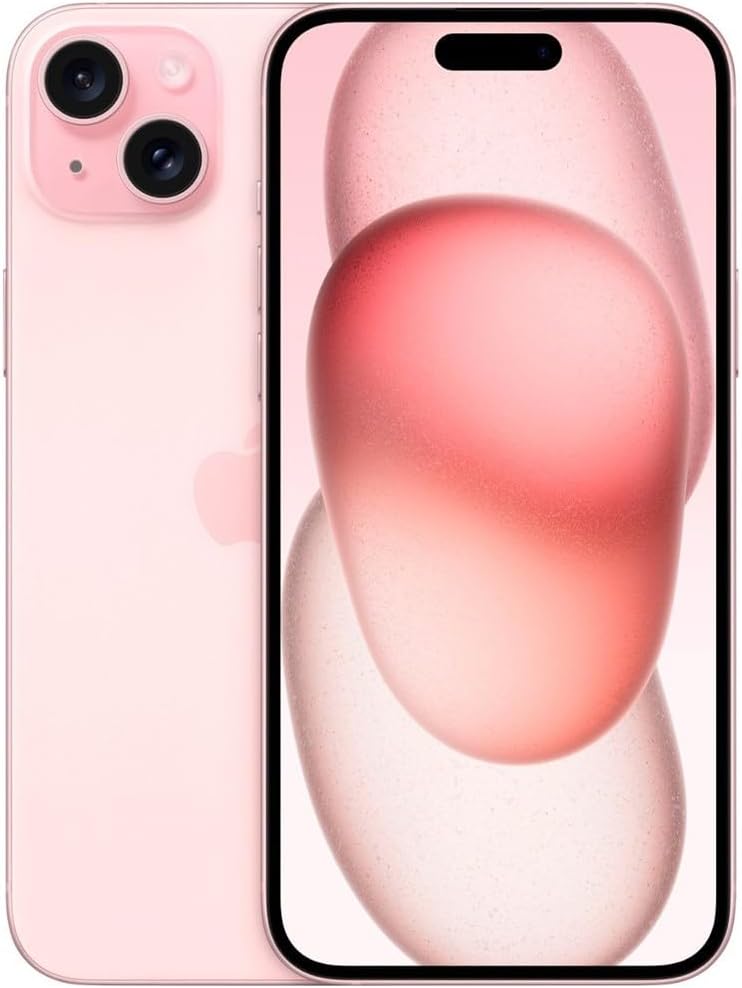 Apple iPhone 15 128GB in black finish, sleek pocket-size smartphone with Dynamic Island display — view 6