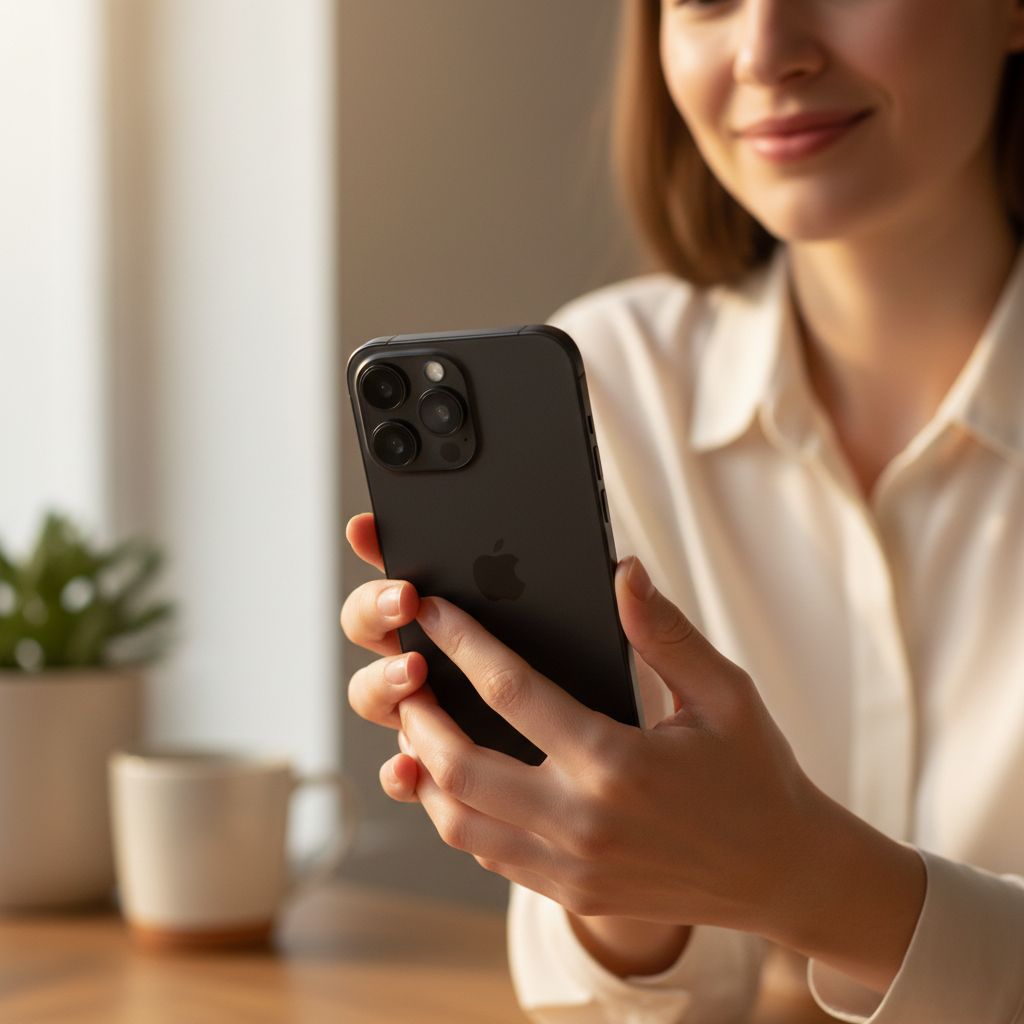 Apple iPhone 15 128GB in black finish, sleek pocket-size smartphone with Dynamic Island display — view 1