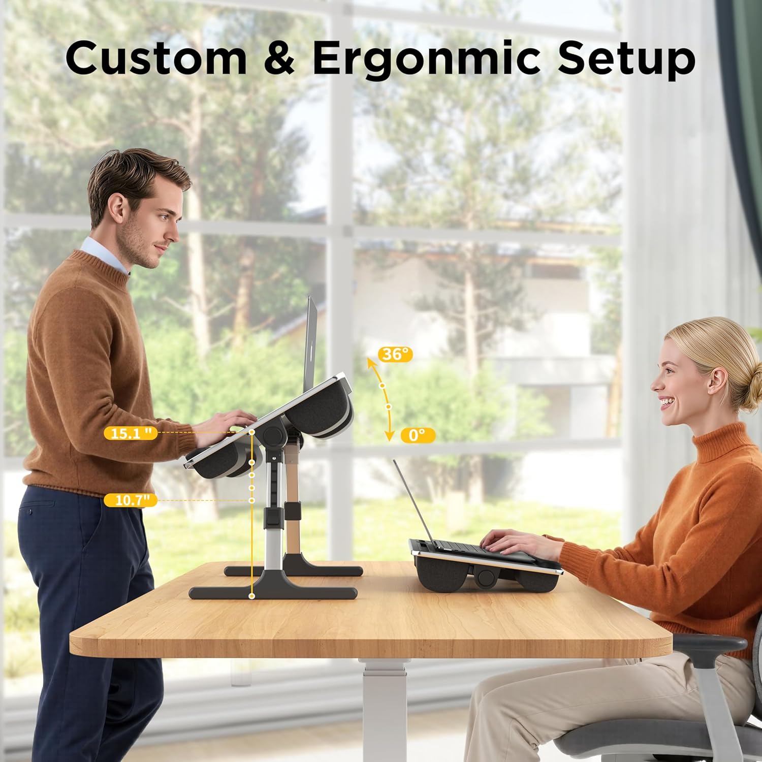 Adjustable foldable lap desk with soft cushions, wrist rest, and non-slip leather base in [color] — view 4