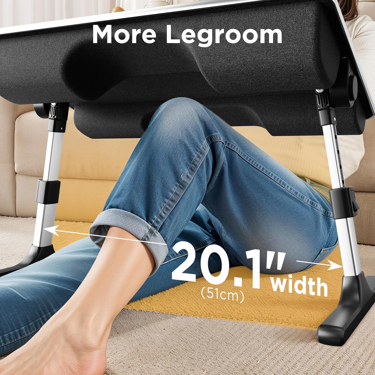Adjustable foldable lap desk with soft cushions, wrist rest, and non-slip leather base in [color] — view 4