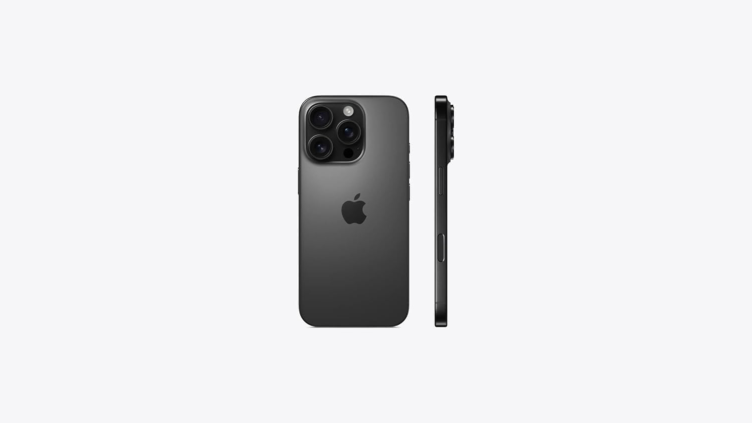 Apple iPhone 16 Pro Max in Black Titanium, front and back view showing premium glass and titanium build with Dynamic Island display — view 3