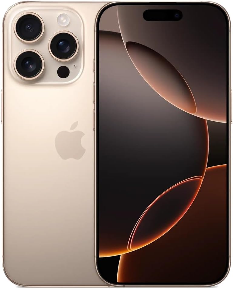 Apple iPhone 16 Pro Max in Black Titanium, front and back view showing premium glass and titanium build with Dynamic Island display — view 5