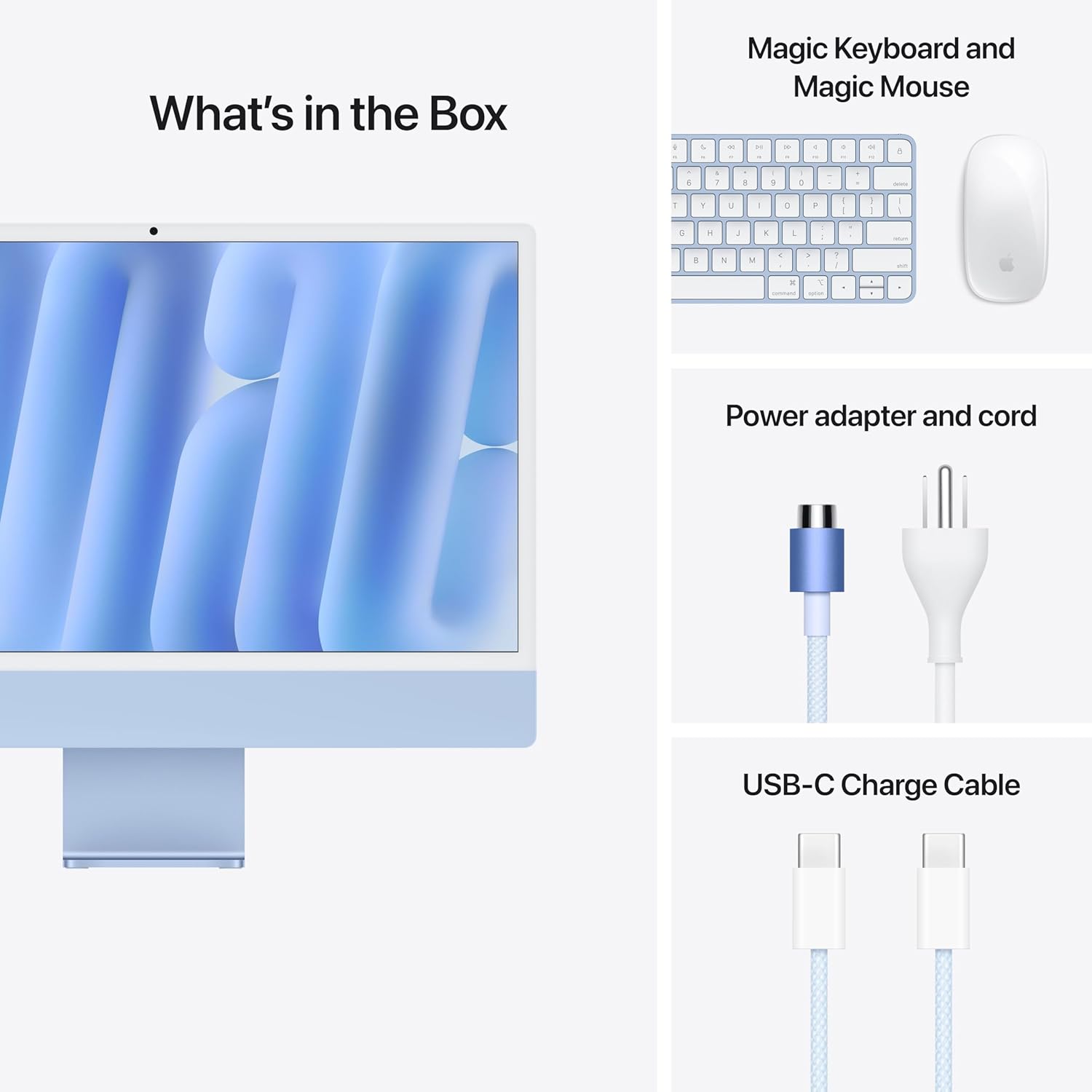 Apple iMac all-in-one desktop with M4 chip in blue finish, front view — view 3