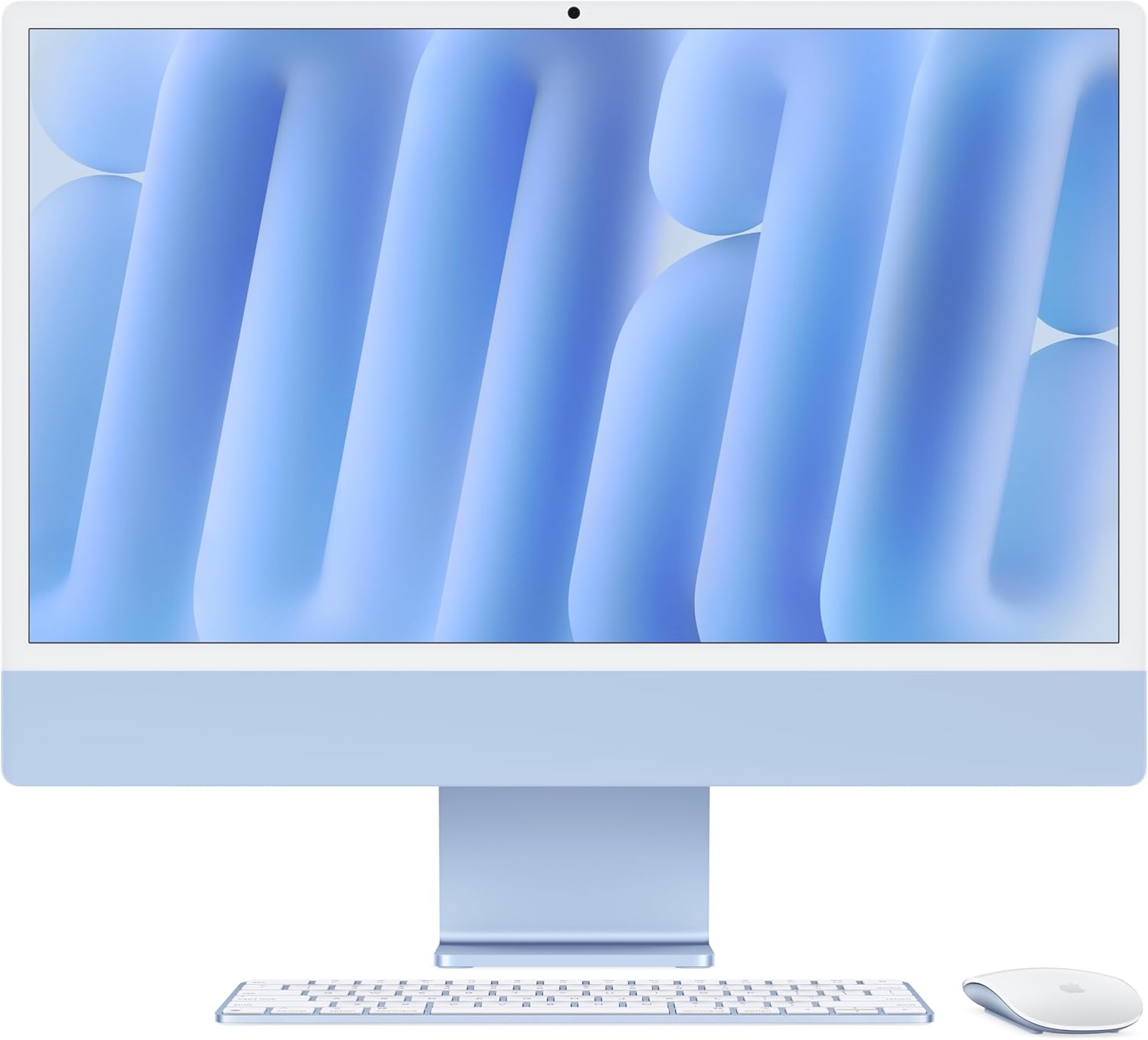Apple iMac all-in-one desktop with M4 chip in blue finish, front view — view 4