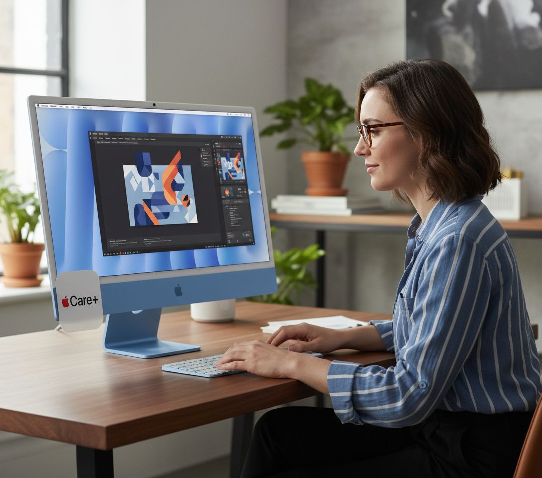 Apple iMac all-in-one desktop with M4 chip in blue finish, front view — view 2