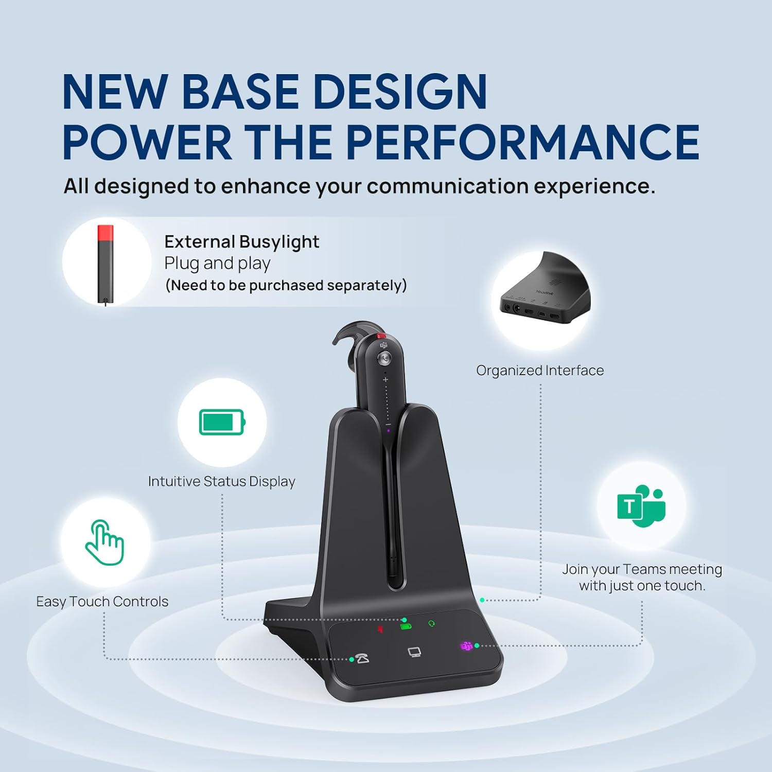 Over-ear DECT wireless headset with noise-cancelling microphone, shown in utilitarian black finish — view 4