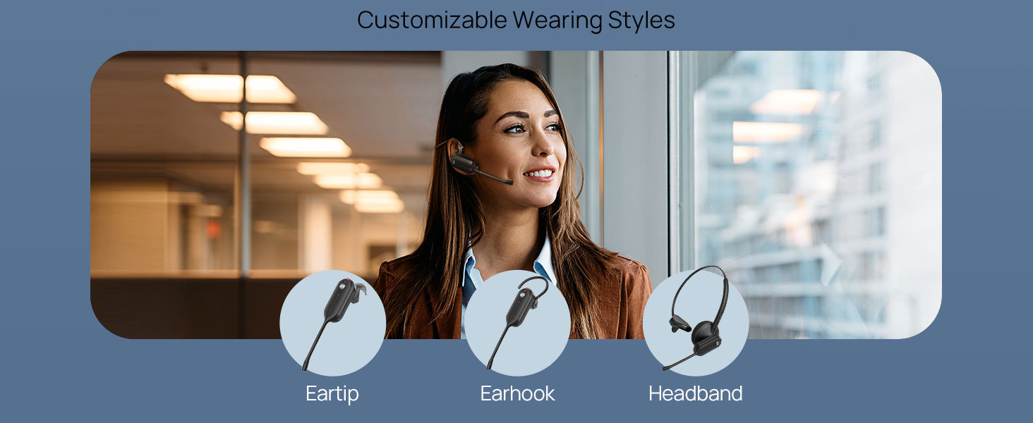 Over-ear DECT wireless headset with noise-cancelling microphone, shown in utilitarian black finish — view 5b