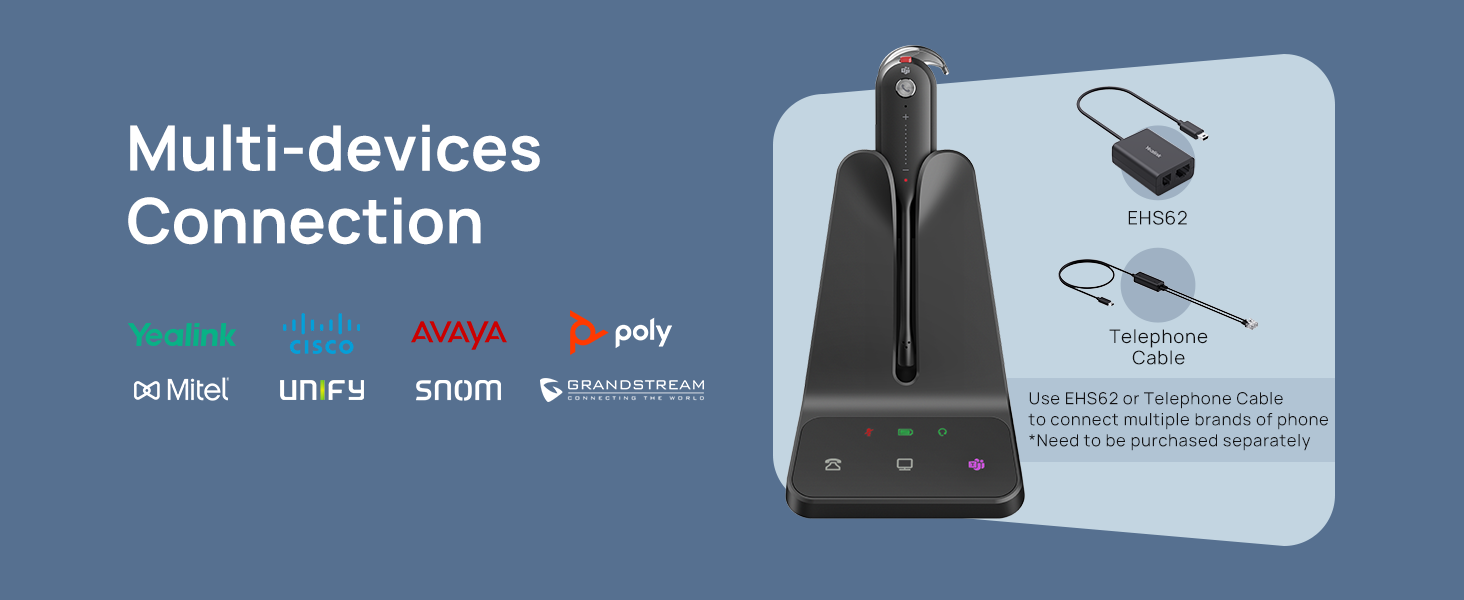 Over-ear DECT wireless headset with noise-cancelling microphone, shown in utilitarian black finish — view 7a