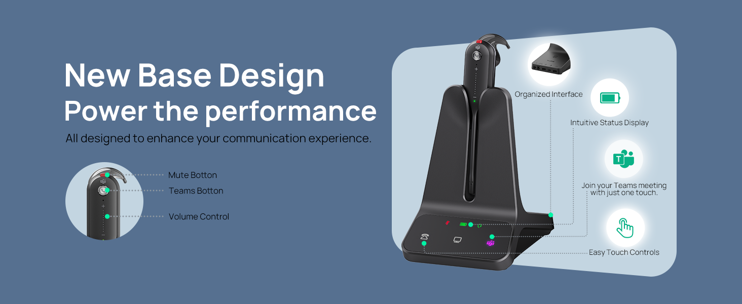 Over-ear DECT wireless headset with noise-cancelling microphone, shown in utilitarian black finish — view 7b