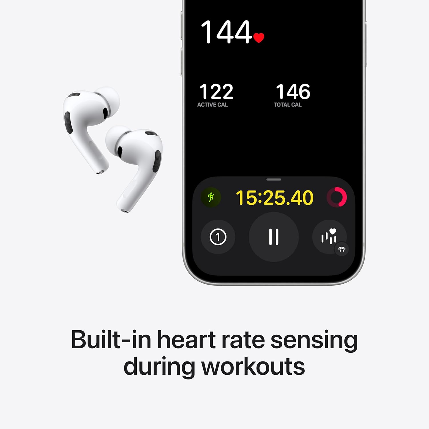 Apple AirPods Pro 3 wireless earbuds with charging case, premium white finish, showing in-ear design and USB-C charging port โ back