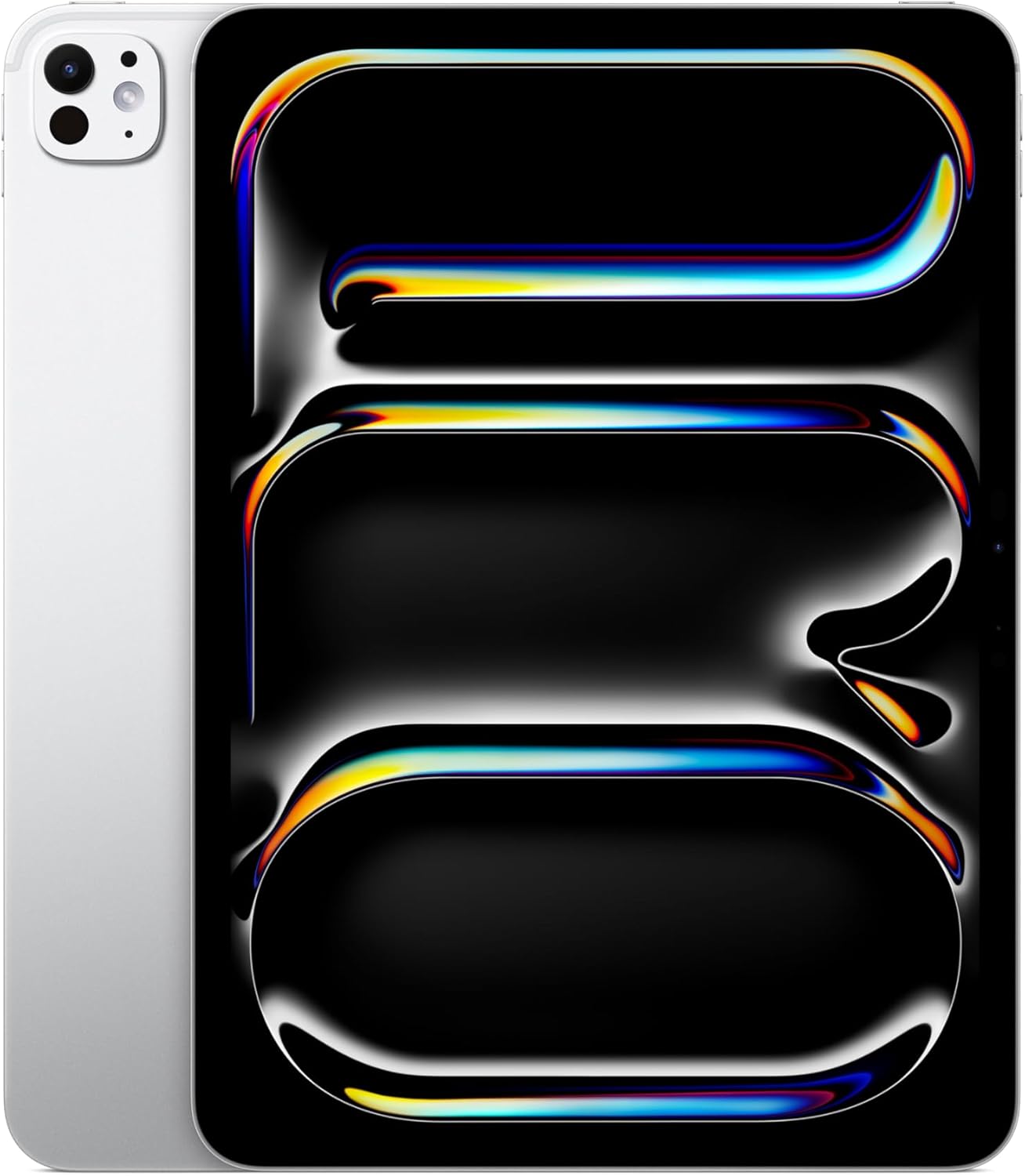 Apple iPad Pro 11-inch M5 tablet with Ultra Retina XDR display in space black, front and back view showing 12MP cameras and LiDAR scanner — view 4