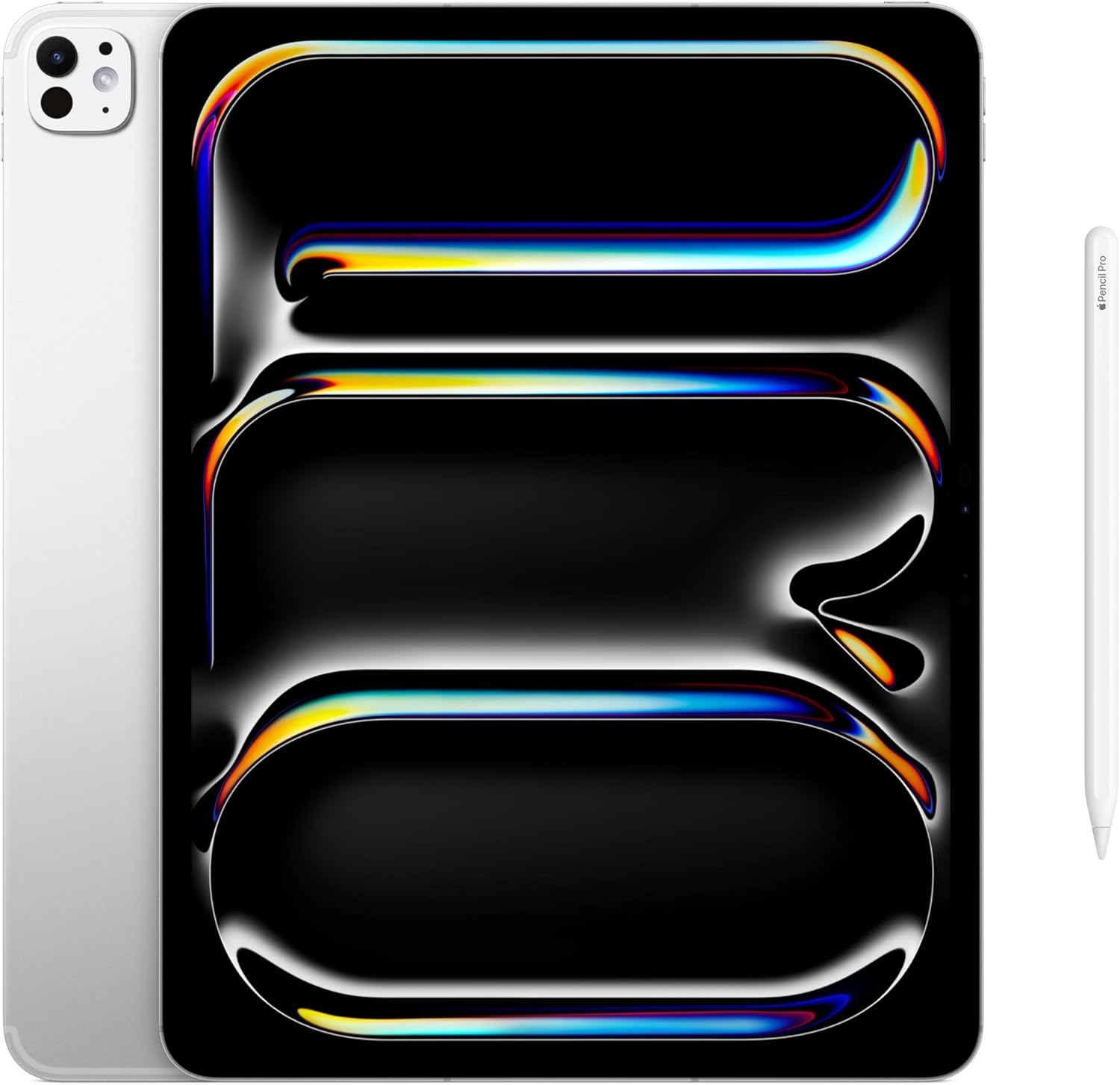 Apple iPad Pro 13-inch with Ultra Retina XDR display, space black finish, shown in landscape orientation with front and back cameras visible — view 7b