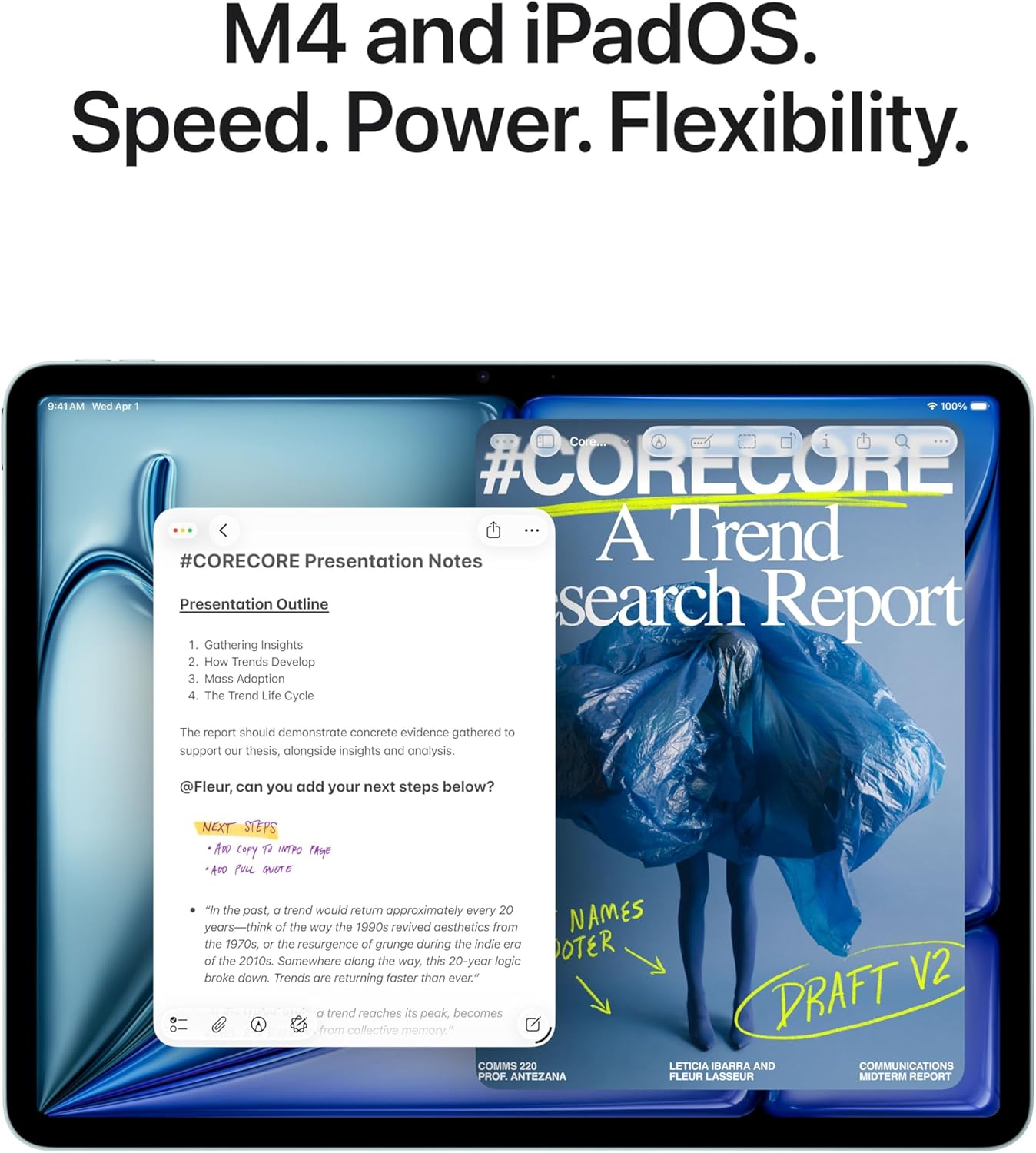 Apple iPad Air 11-inch M4 tablet with Liquid Retina display in space gray, front and back view showing camera and Touch ID — view 4