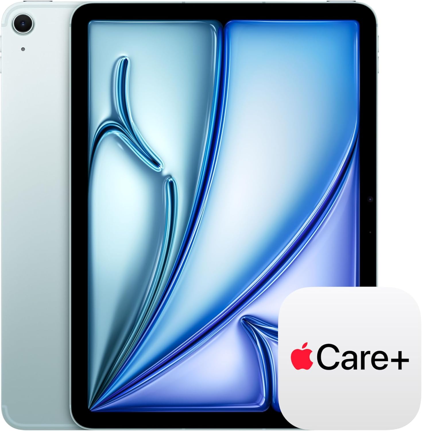 Apple iPad Air 11-inch M4 tablet with Liquid Retina display in space gray, front and back view showing camera and Touch ID — view 3b