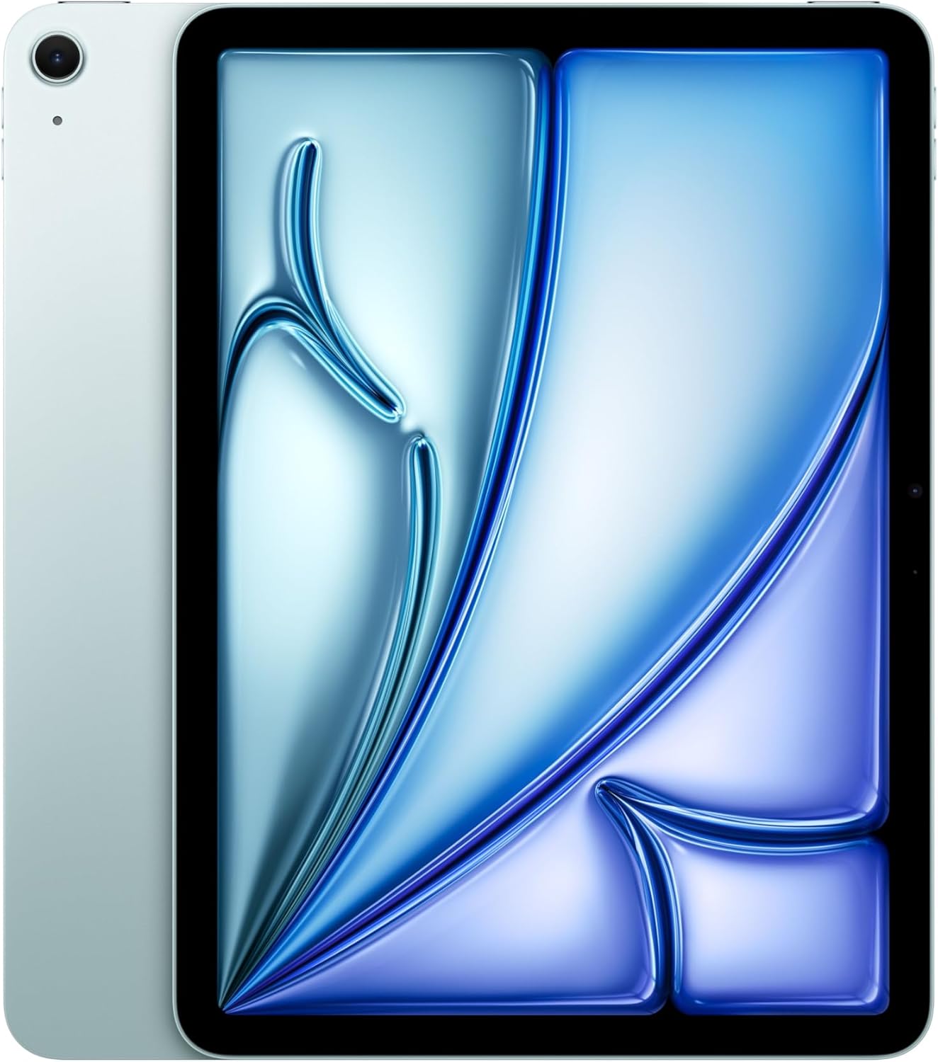 Apple iPad Air 11-inch M4 tablet with Liquid Retina display in space gray, front and back view showing camera and Touch ID — view 4