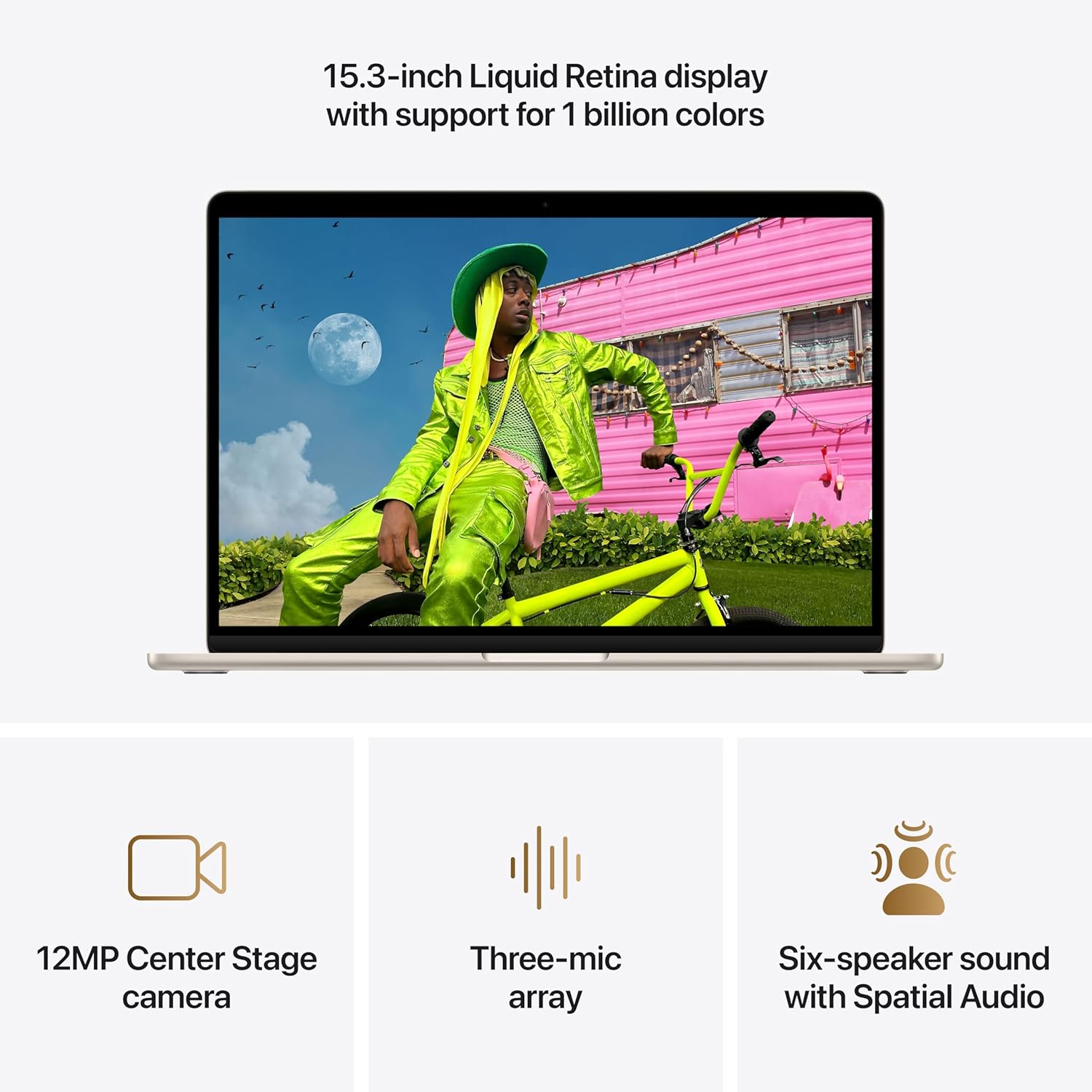 Apple MacBook Air 15-inch with M5 chip in Starlight finish, showing display and keyboard — view 2