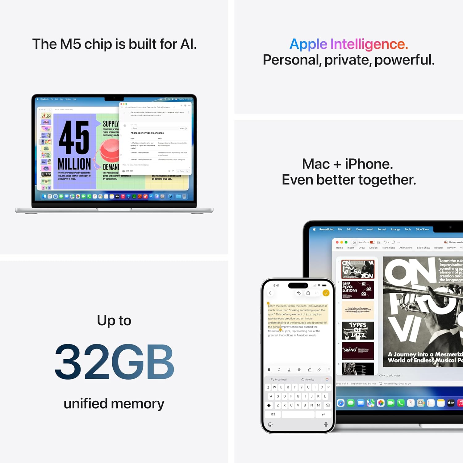 Apple MacBook Air 15-inch with M5 chip in Starlight finish, showing display and keyboard — view 5