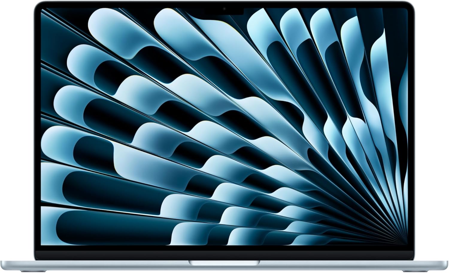 Apple MacBook Air 15-inch with M5 chip in Starlight finish, showing display and keyboard — view 5b