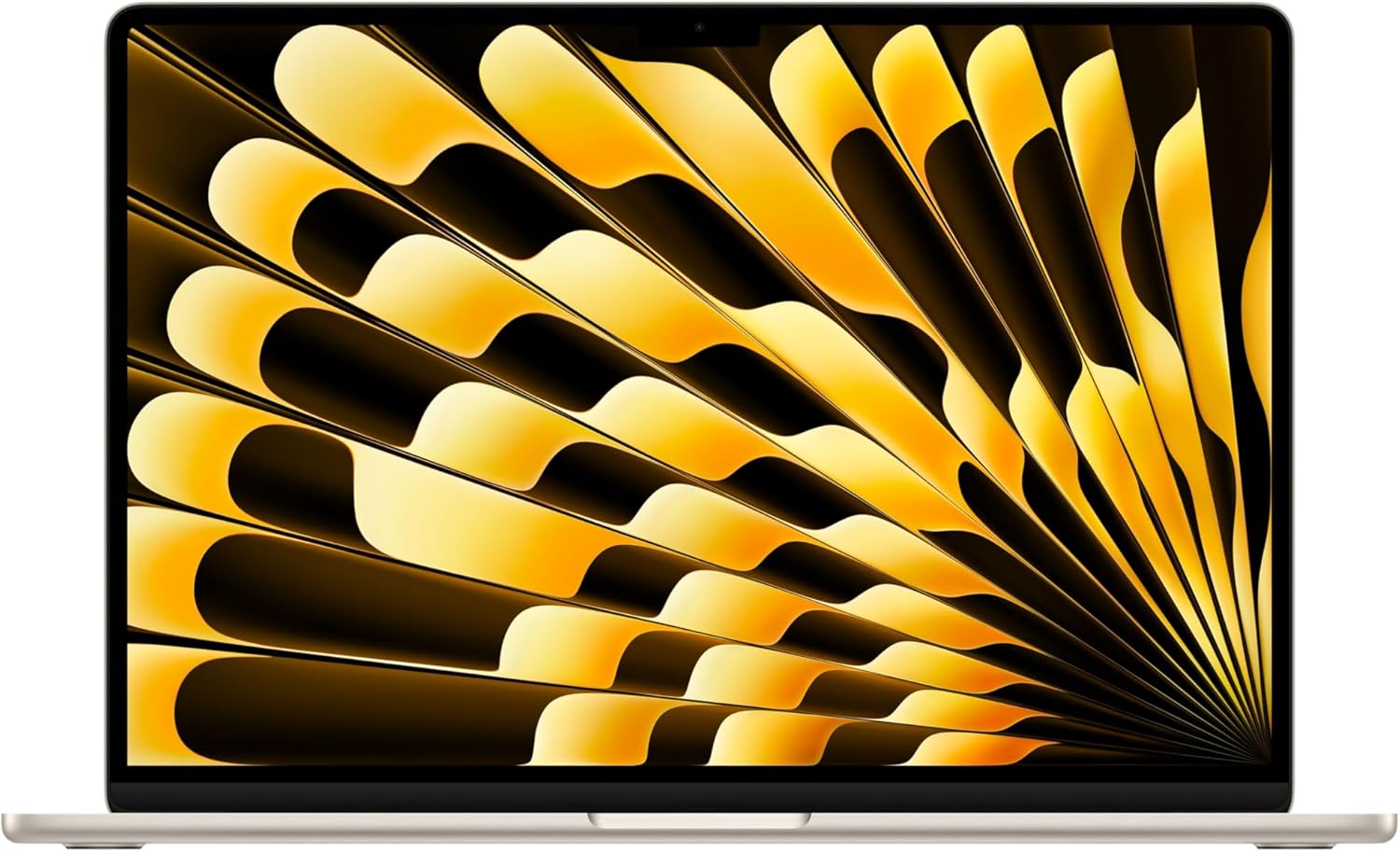Apple MacBook Air 15-inch with M5 chip in Starlight finish, showing display and keyboard — view 7b