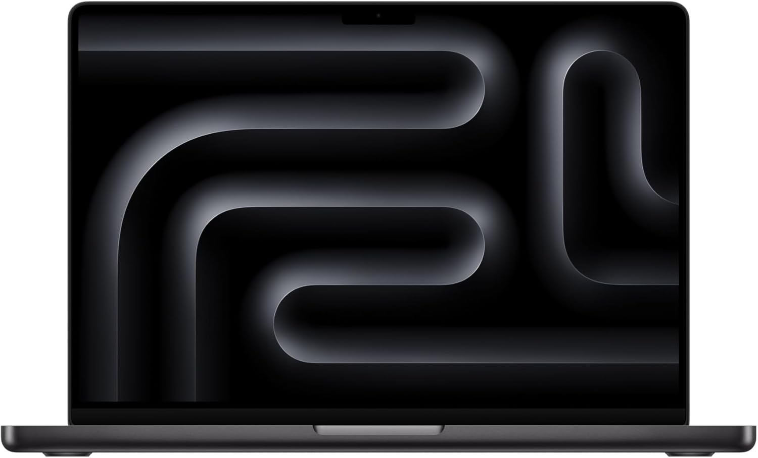 Apple 14-inch MacBook Pro with M5 Pro chip in Space Black, showing display and keyboard — view 1