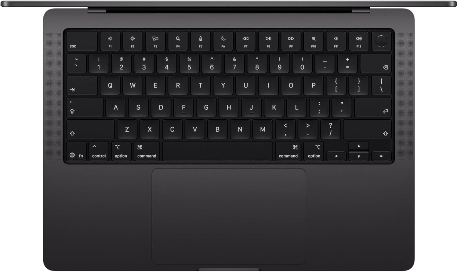 Apple 14-inch MacBook Pro with M5 Pro chip in Space Black, showing display and keyboard — view 2