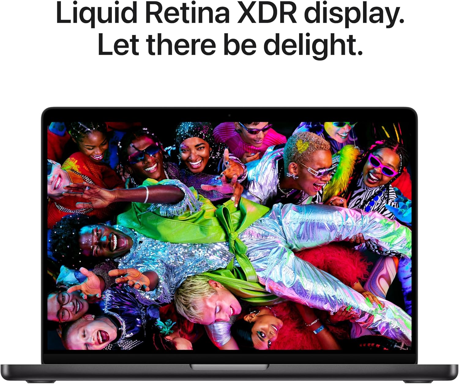 Apple 14-inch MacBook Pro with M5 Pro chip in Space Black, showing display and keyboard — view 3