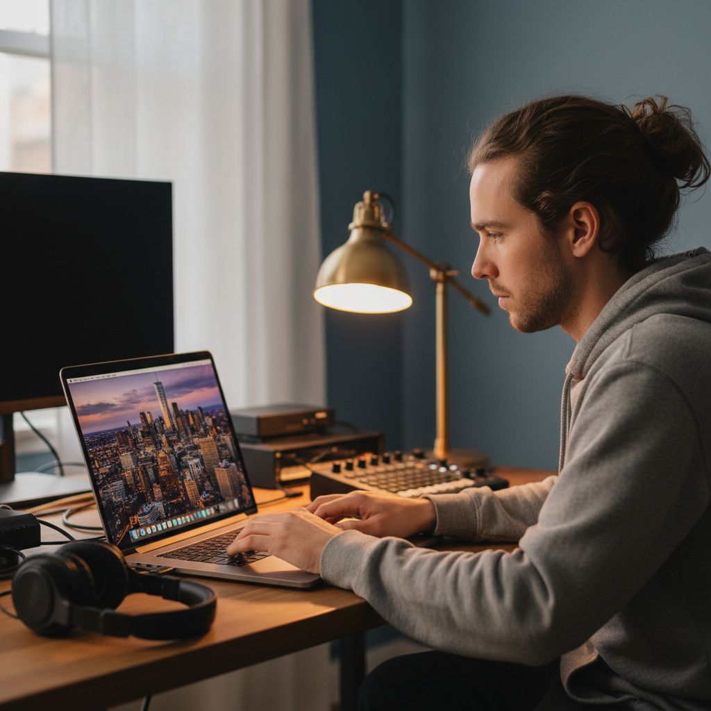 Apple 14-inch MacBook Pro with M5 Pro chip in Space Black, showing display and keyboard — view 3a
