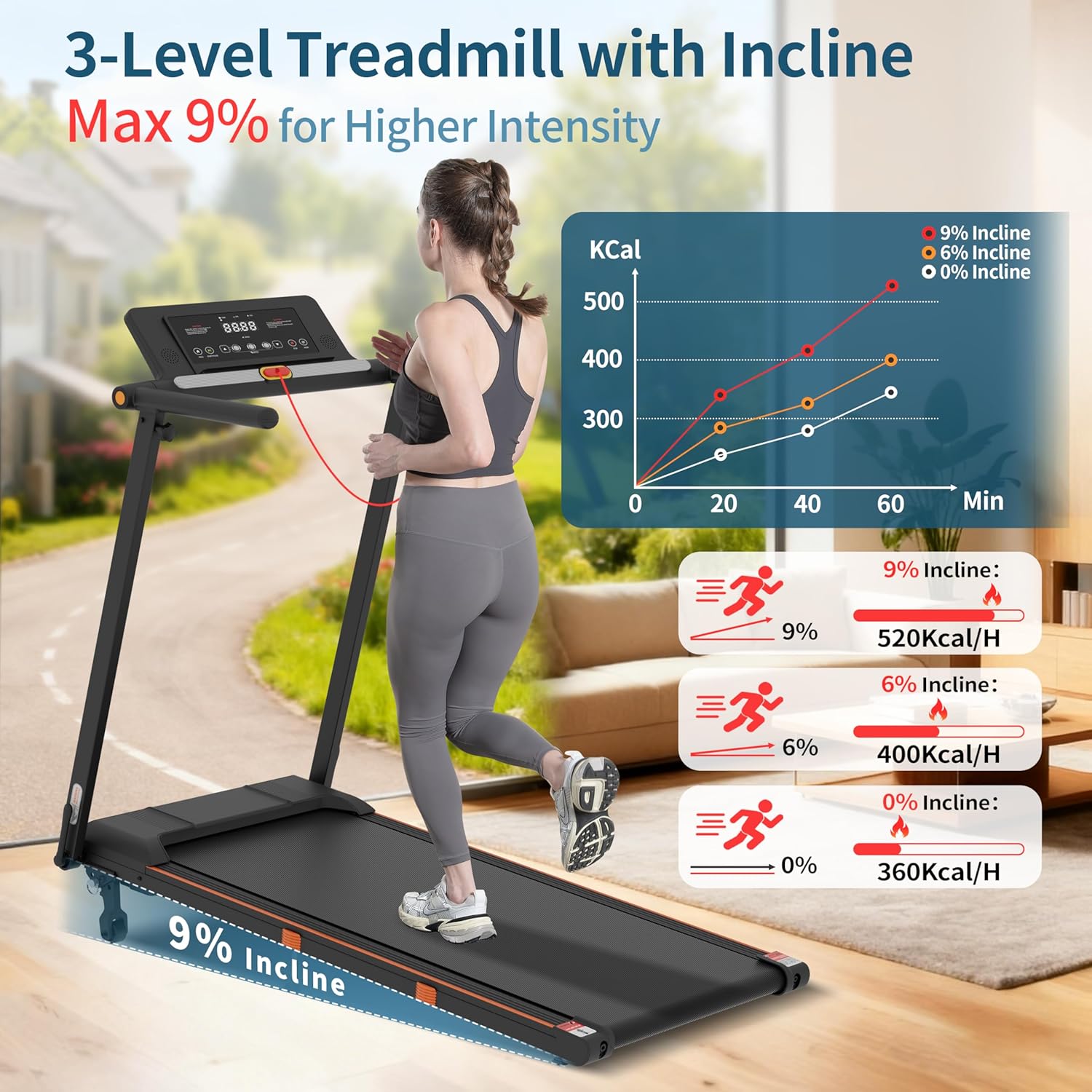 Portable under-desk walking pad treadmill with black finish and removable workstation attachment — view 2