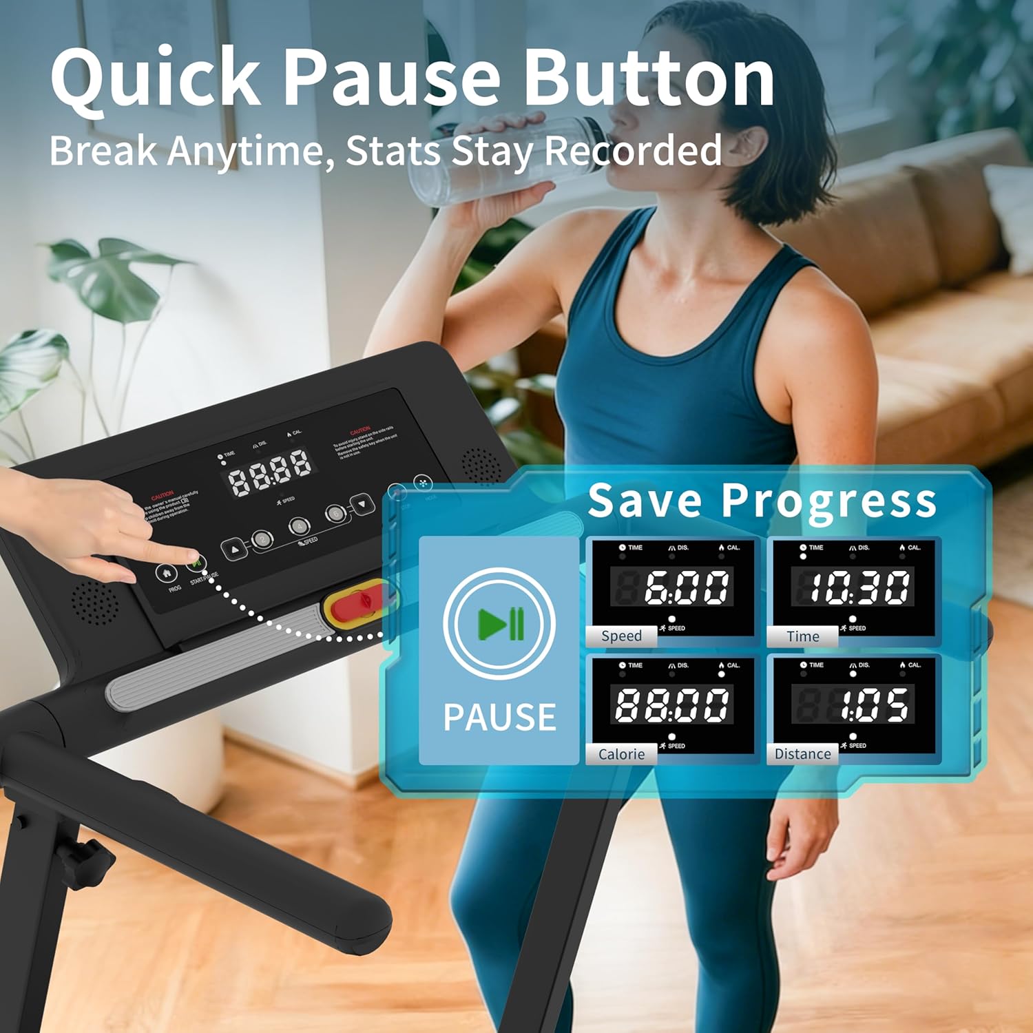 Portable under-desk walking pad treadmill with black finish and removable workstation attachment — view 2