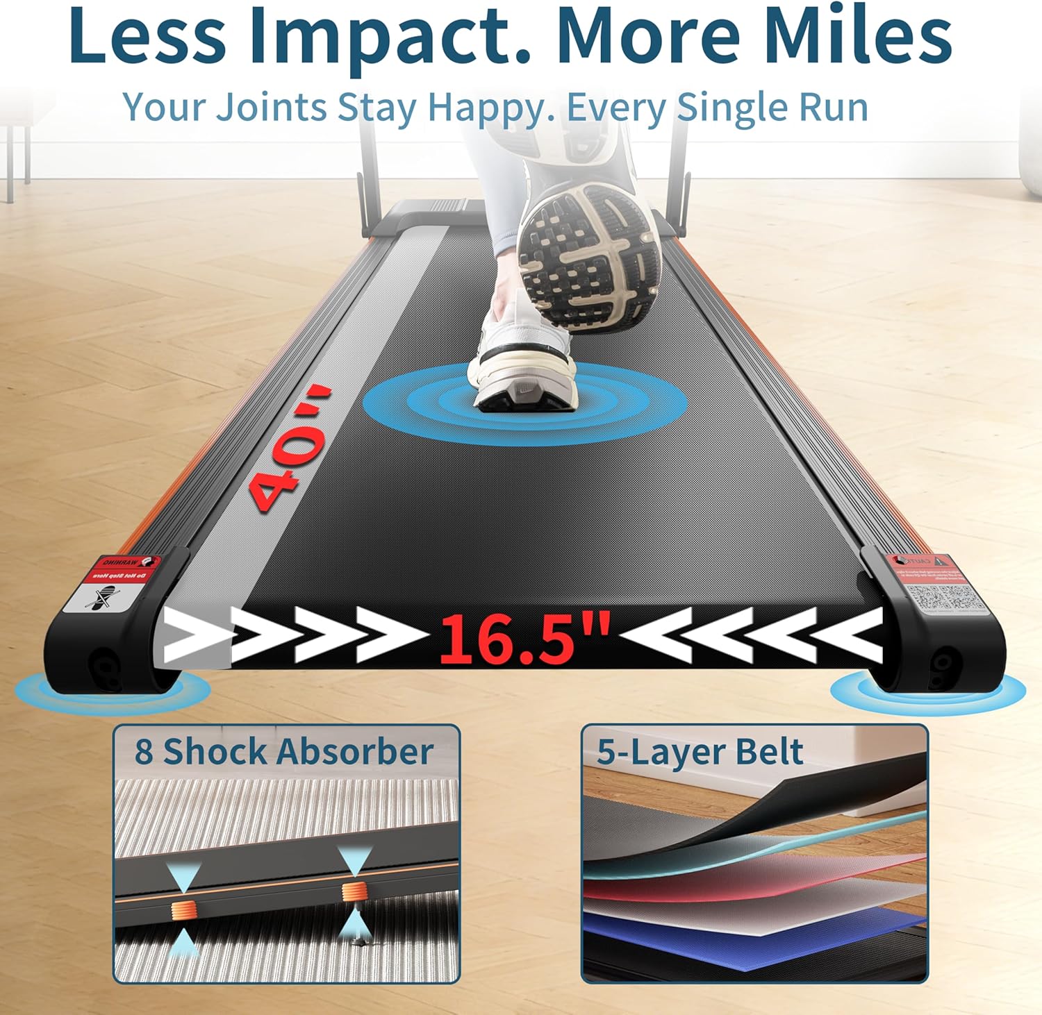 Portable under-desk walking pad treadmill with black finish and removable workstation attachment — view 4