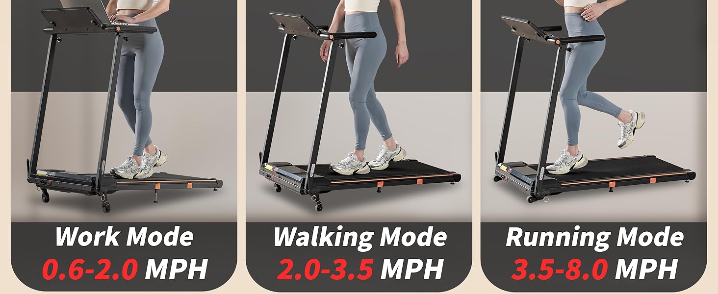 Portable under-desk walking pad treadmill with black finish and removable workstation attachment — view 5b