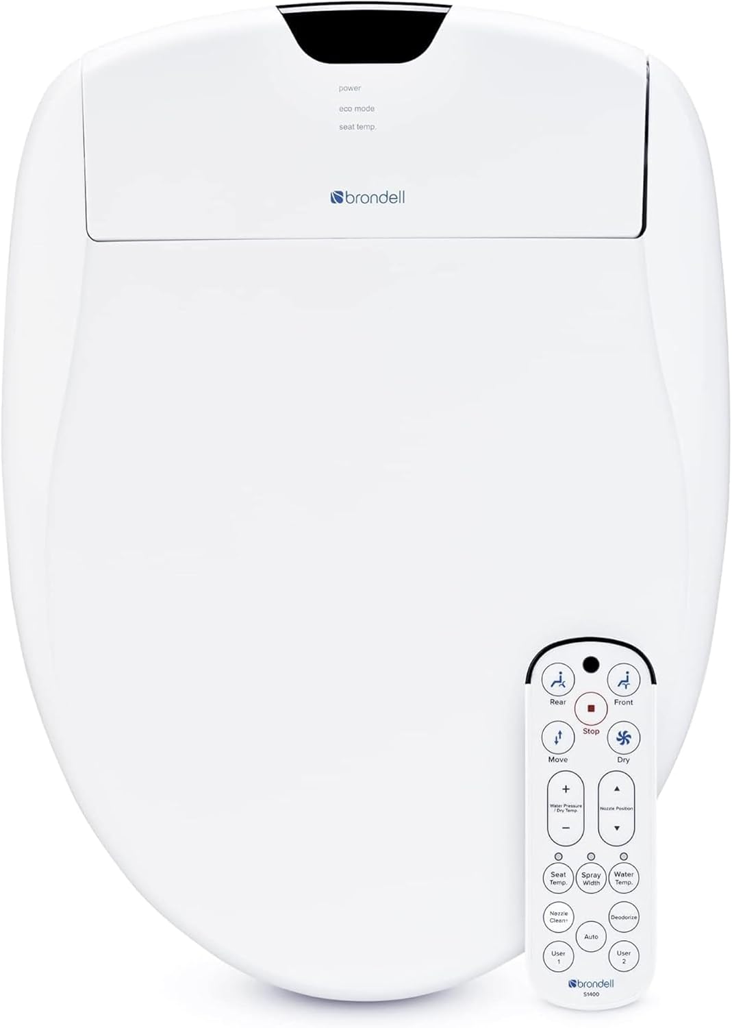 Smart bidet toilet seat with stainless-steel nozzle, elongated design, and integrated nightlight โ view 1