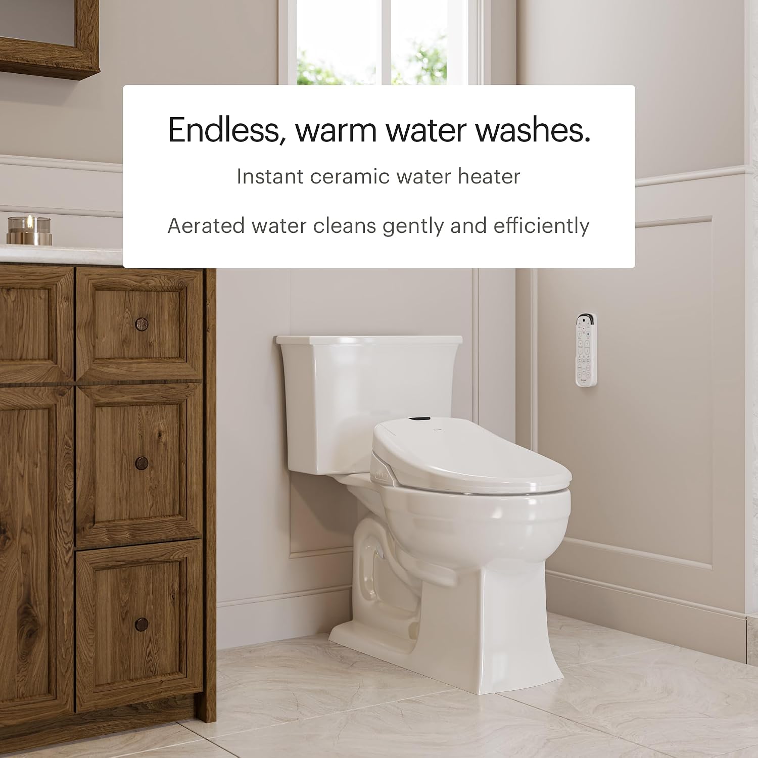 Smart bidet toilet seat with stainless-steel nozzle, elongated design, and integrated nightlight โ view 2