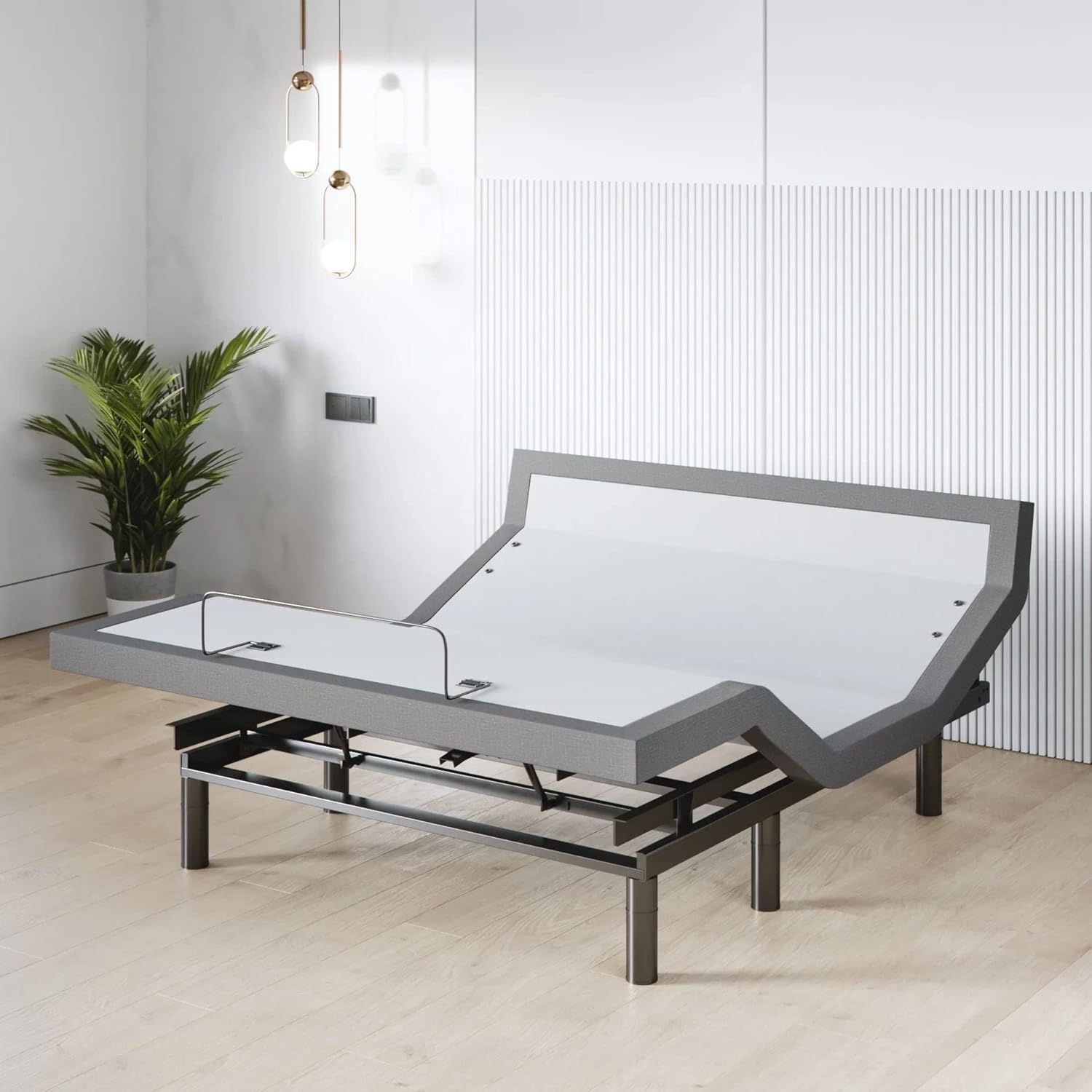 Adjustable bed base with head and foot lift, massage feature, under-bed LED lights, and USB charging port — view 3b