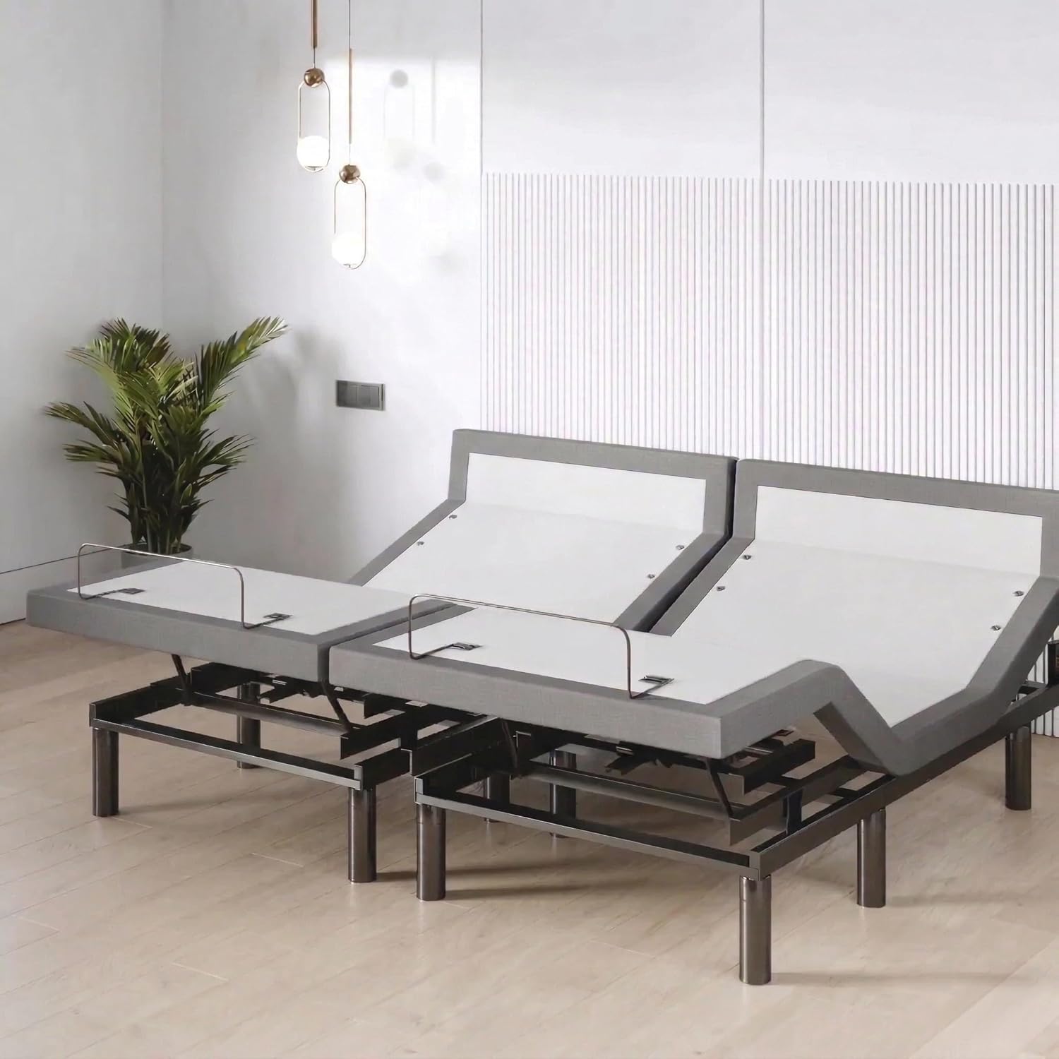 Adjustable bed base with head and foot lift, massage feature, under-bed LED lights, and USB charging port — view 5b