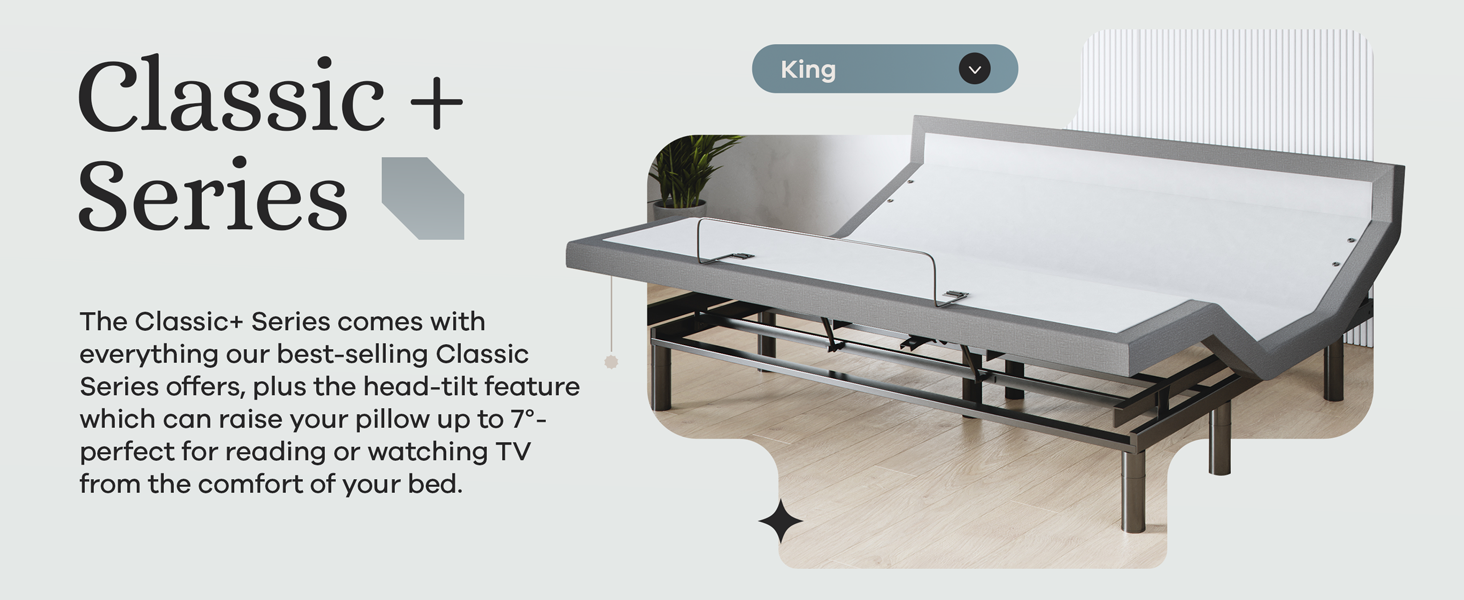 Adjustable bed base with head and foot lift, massage feature, under-bed LED lights, and USB charging port — view 7b