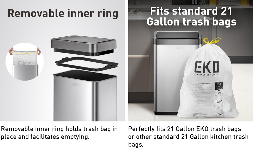 80-liter stainless steel motion sensor trash can with touchless automatic lid — view 5b