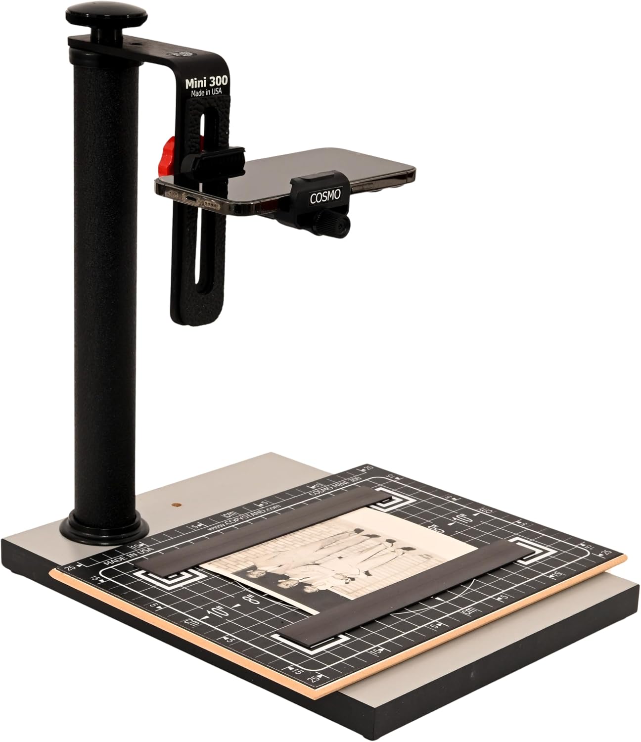 Compact tabletop photo copy stand with floating magnetic board and utilitarian design โ view 2
