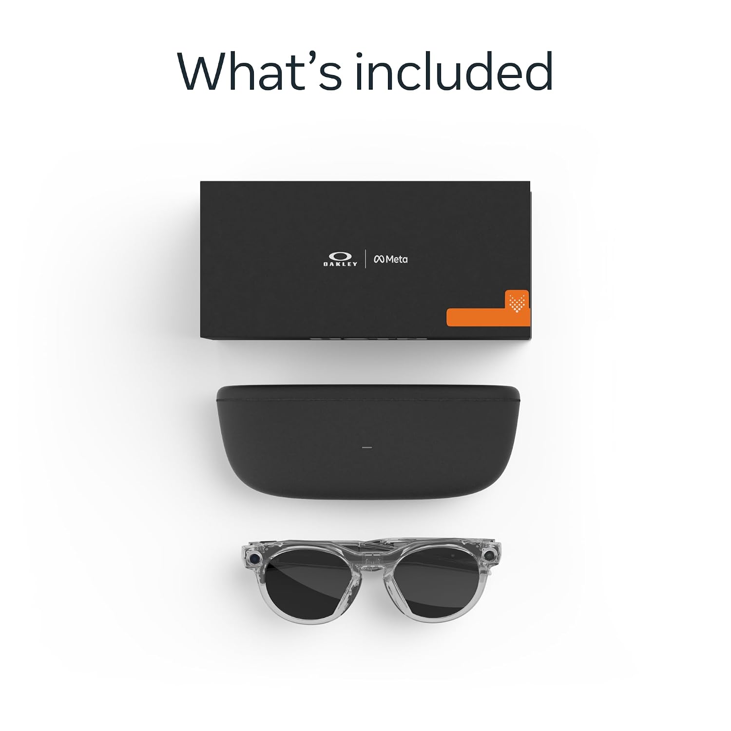 AI smart glasses with clear frame and Transitions grey lenses, front and side view — view 5