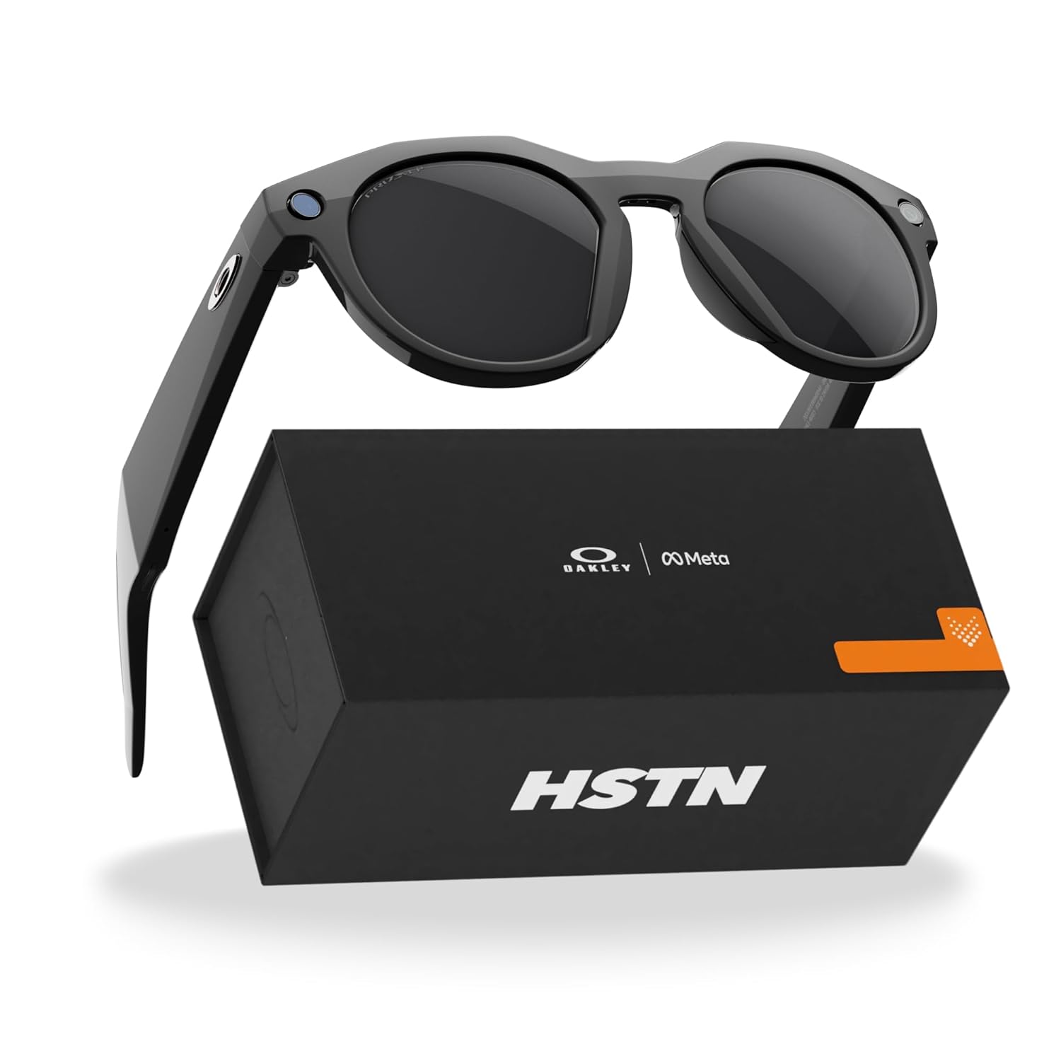 AI smart glasses with clear frame and Transitions grey lenses, front and side view โ view 4