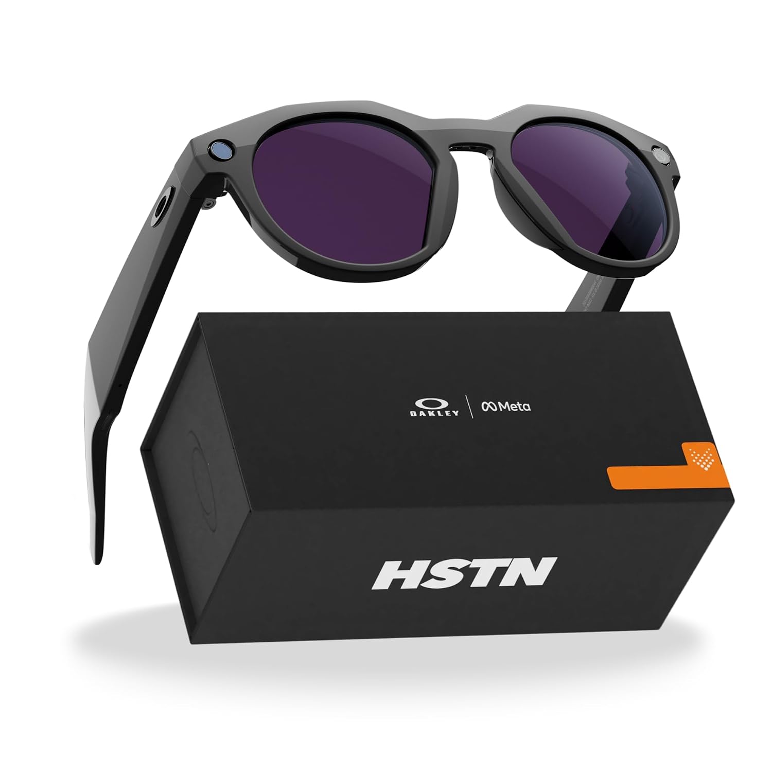 AI smart glasses with clear frame and Transitions grey lenses, front and side view โ view 6