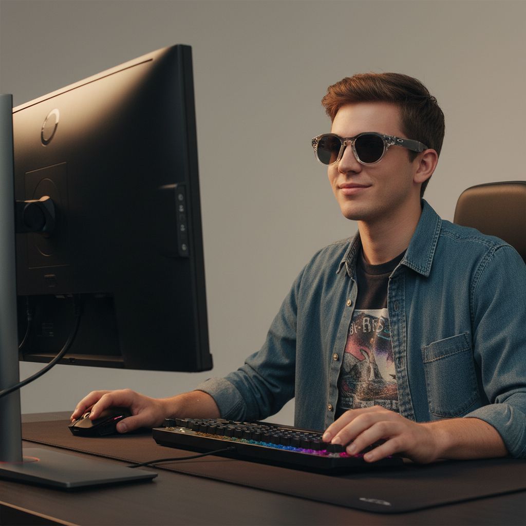 AI smart glasses with clear frame and Transitions grey lenses, front and side view โ view 2