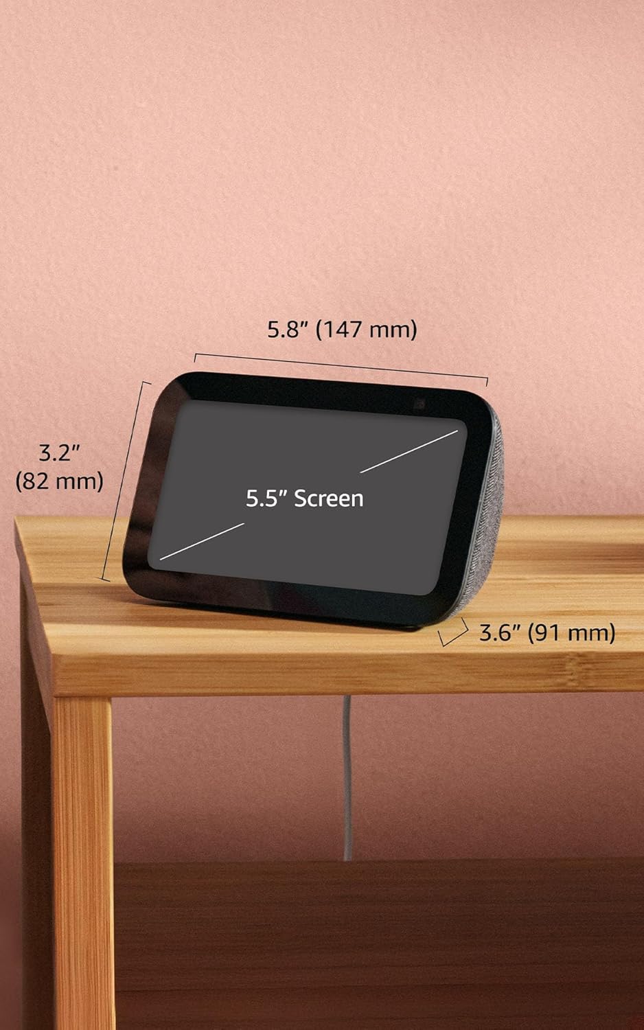 Amazon Echo Show 5 smart display in Glacier White with 5-inch screen and enhanced speaker grille, front view โ view 4