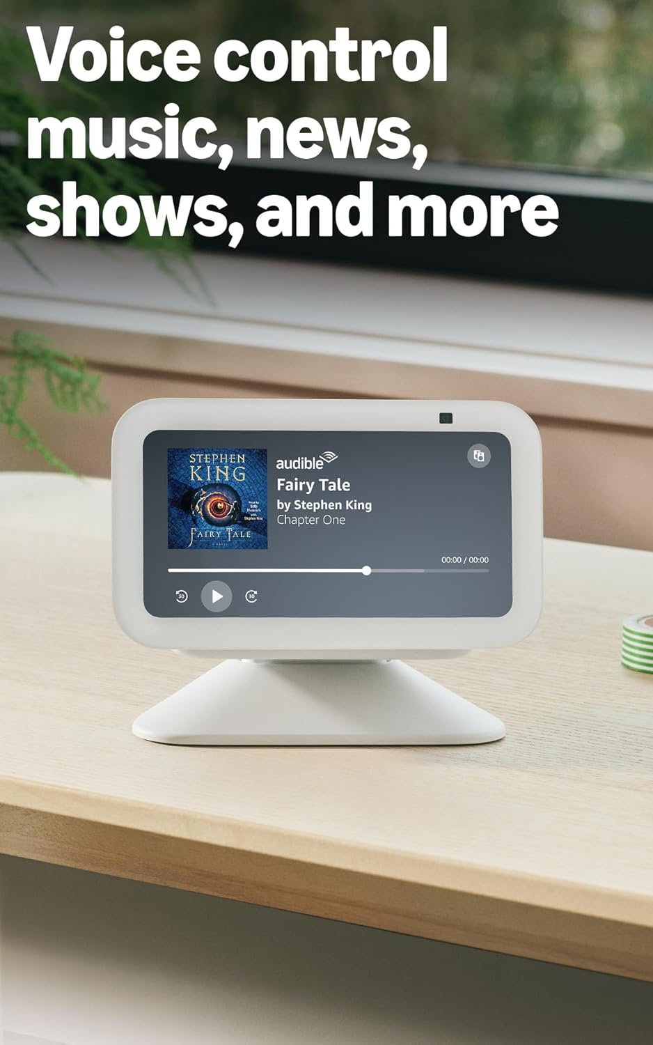 Amazon Echo Show 5 smart display in Glacier White with 5-inch screen and enhanced speaker grille, front view โ view 2