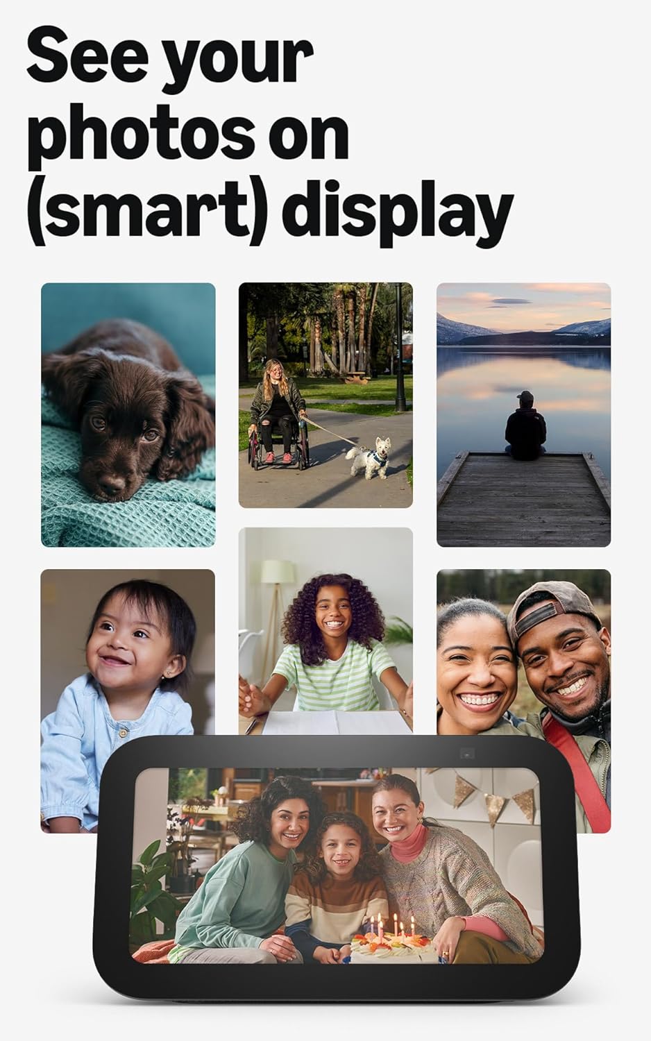 Amazon Echo Show 5 smart display in Glacier White with 5-inch screen and enhanced speaker grille, front view โ view 4